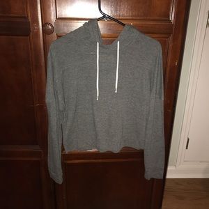 gray crop top hoodie